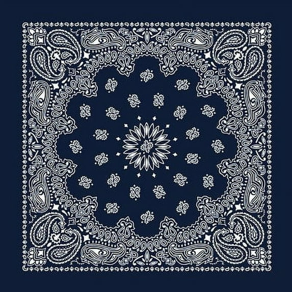 American Made Navy Western Paisley Bandanas - Dozen Packed 22x22