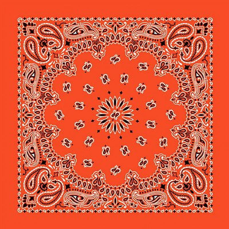 American Made Orange Western Paisley Bandana - Single Piece