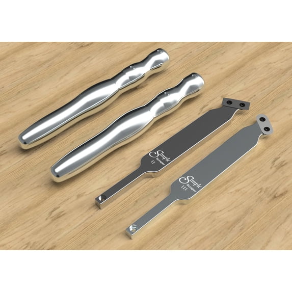 American Made Oval and Rectangle Carbide Scraper Set of 2 for Woodturning with Handles