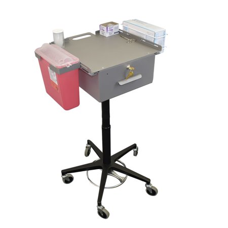 Omnimed American Made Phlebotomy Cart with Adjustable 36 to 46" Height Workspace
