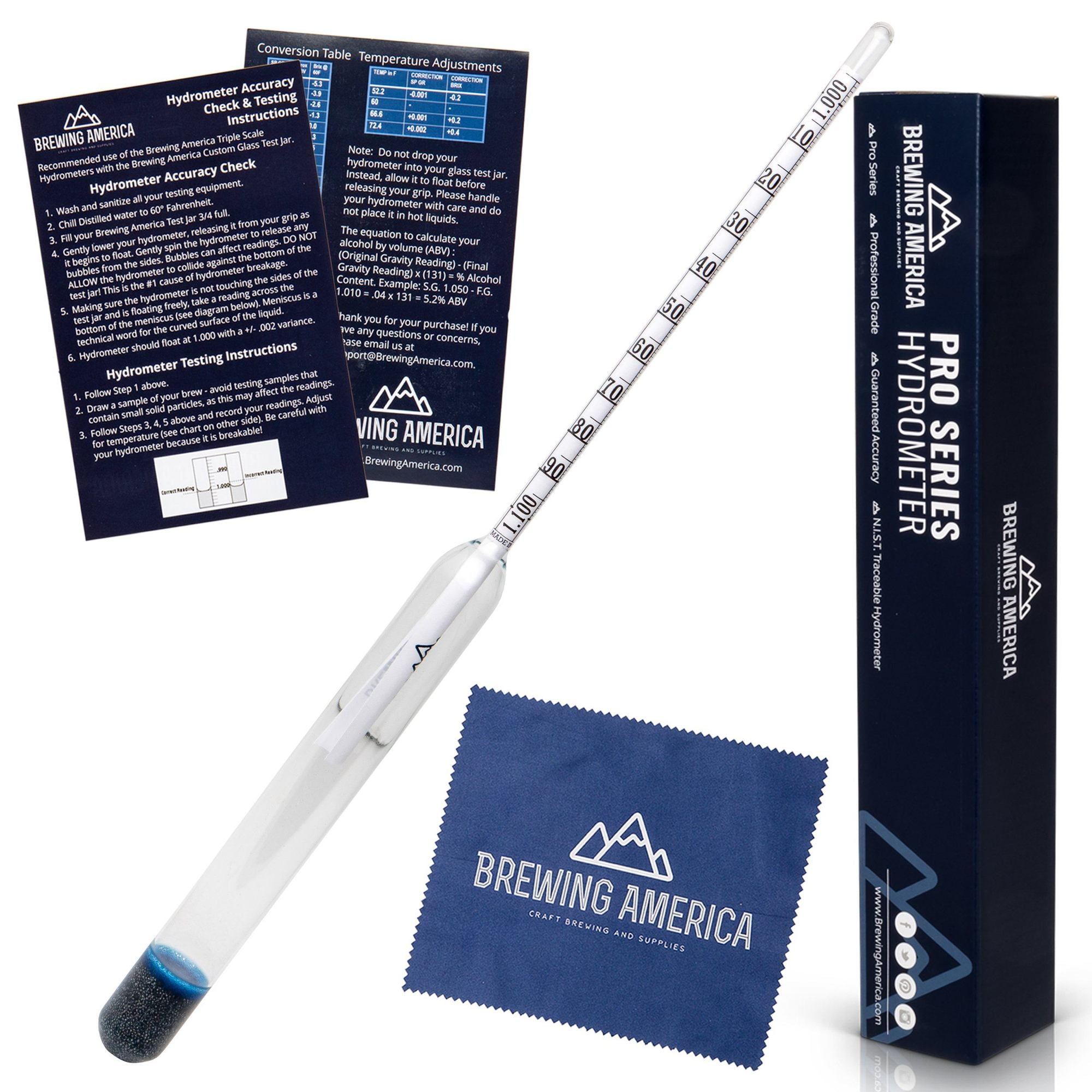 American-Made Precision Hydrometer Alcohol by Volume ABV Tester ...