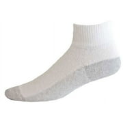 American Made Quarter Length White Color Cotton Socks with Gray Bottom 13 - 15 Size Pack of 12 Pair Made in USA