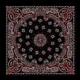 thumbnail image 1 of American Made Red and White on Black Western Paisley Bandana 22x22, 1 of 3