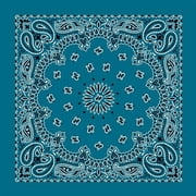 American Made Turquoise Western Paisley Bandana - Single Piece 22x22