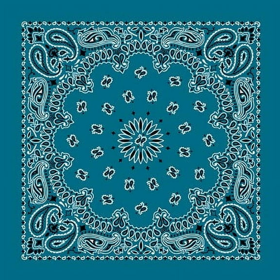 American Made Turquoise Western Paisley Bandana - Single Piece 22x22