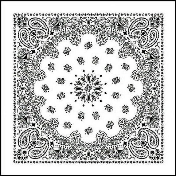 American Made White Western Paisley Bandana - Single Piece 22x22