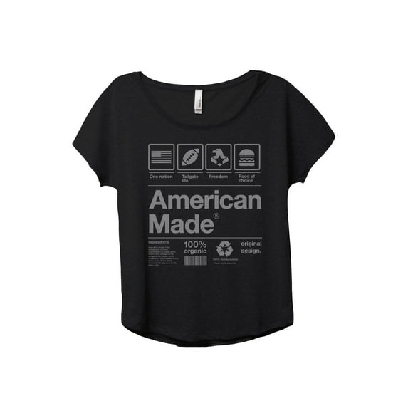 American Made Women's Fashion Slouchy Dolman T-Shirt Tee Heather Black 3X-Large