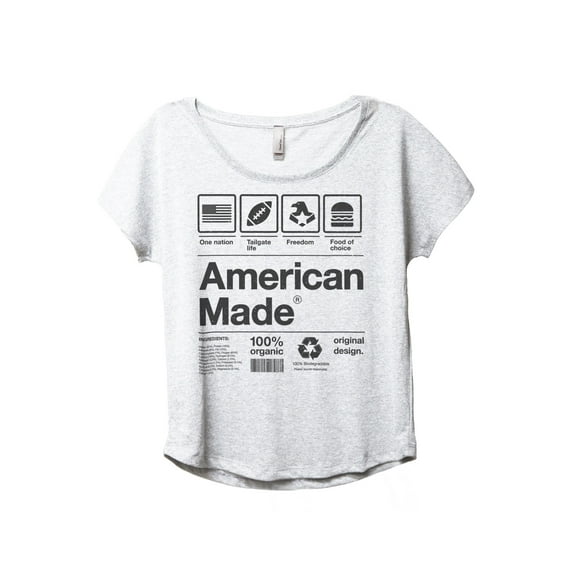 American Made Women's Fashion Slouchy Dolman T-Shirt Tee Heather White 2X-Large