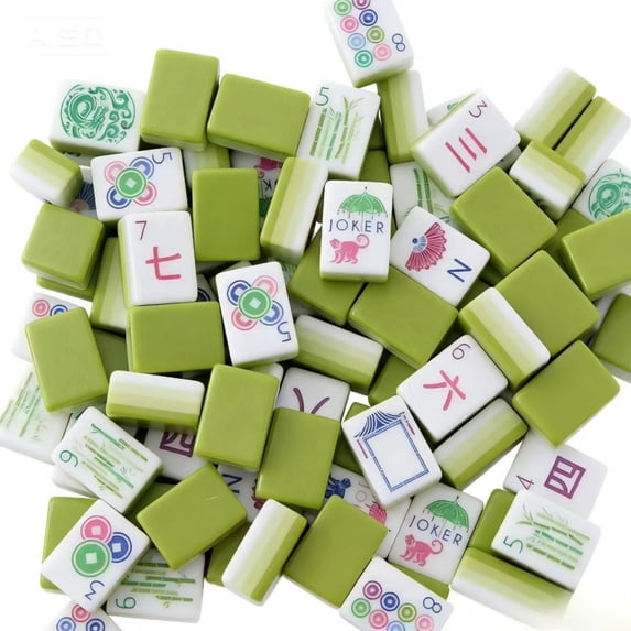 American Mahjong, American English Number Mahjong, Personalized Creative Mahjong Hand-Rolled Acrylic Mahjong, Fruit Green, 160 Mahjong Tiles (Tiles Only).