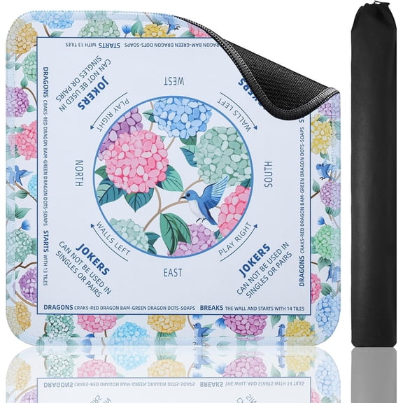 American Mahjong Learning Mat (33” x 33”) with Black Carrying Bag, Anti-Slip, Noise-Reducing Mahjong Mat for Table
