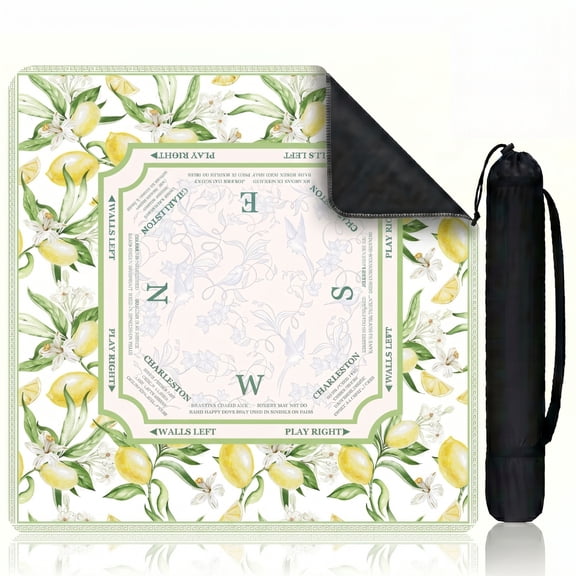American Mahjong Mat Green 32.4"x32.4" Square Neoprene Table Cover, Anti-Slip Game Mat with Carry Bag and Mahjong Rules
