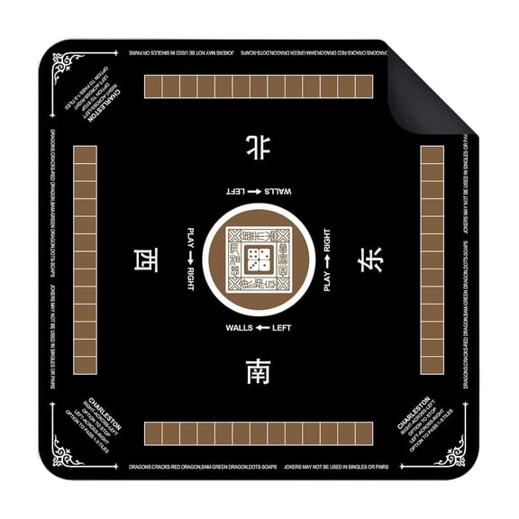 American Mahjong Mat, Mahjong Mat For Table, Mahjong Table Mat, 40X40 In, Black, Noise Dampening, 1 Pc, Mahjong Mat With Rules, Family Game Night, Board Games For Family Night