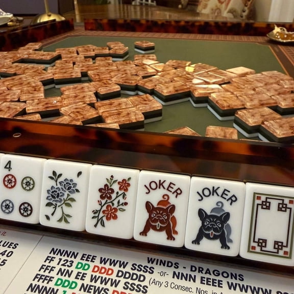 American Mahjong - Pines Forest Style 160 Acrylic Mahjong Tiles with Storage Bag