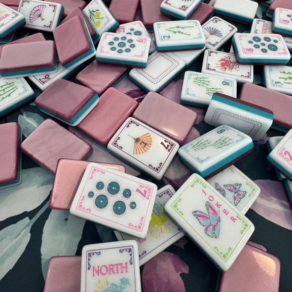 American Mahjong Pink Blush Style 160 Acrylic American Mahjong Tiles Home entertainment or gift set for festivals, with storage bag