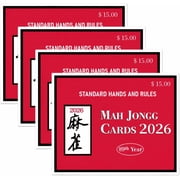 American Mahjong Score Cards 2026  Large Print Reference Cards for Standard Hands, Easy-to-Read Rule Guide for Players, 4 Pack