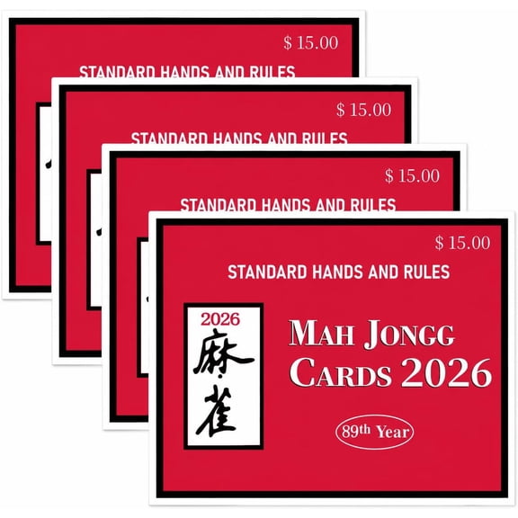 American Mahjong Score Cards 2026 Large Print Reference Cards for Standard Hands, Easy-to-Read Rule Guide for Players, 4 Pack