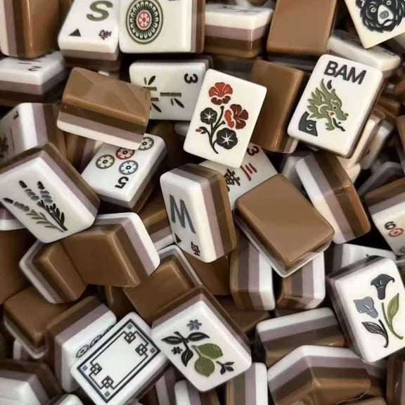 American Mahjong Set 160 Tiles Brown Bear Style 4 Layer Acrylic Mahjong Premium American Heritage Travel Game with Bag