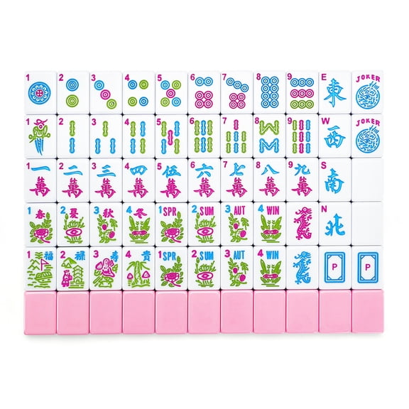 American Mahjong Set - Vibrant 166-Tile 1.2" (30mm), 4 Dice, Complete Cotton Candy Collection