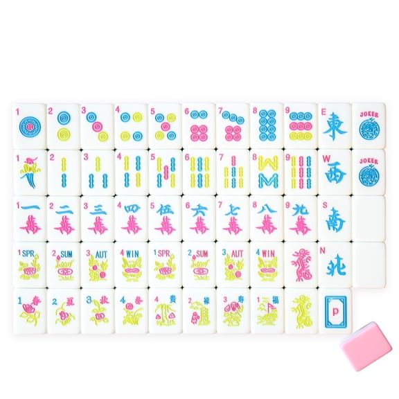American Mahjong Set - Vibrant 166-Tile 1.2" (30mm), 4 Dice, Complete Cotton Candy Collection