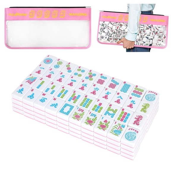 American Mahjong Set - Vibrant 166-Tile 1.2" (30mm) Complete Cotton Candy Collection with PVC Mahjong Bag
