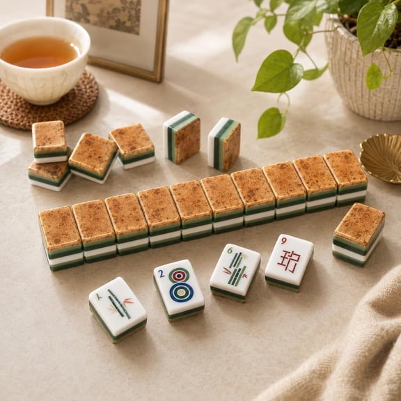 American Mahjong Set with 160 Acrylic Tiles, Ocean Shell Theme, Travel Carrying Case, Gift for Game Night