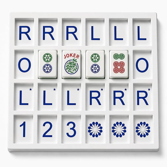 American Mahjong Solo Practice Board, 24-Slot 3D Printed Solo Tile Training Tray with RLO Charleston Guide, Portable Mahjong Accessory for Home Lessons Club Travel Use (Blue)
