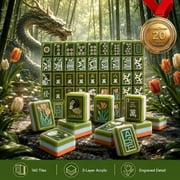 American Mahjong Tile Set, 160 Engraved 3-Layer Green Acrylic Tiles with Bag