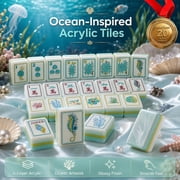 American Mahjong Tile Set, 160 Engraved 4-Layer Acrylic Ocean Shell Tiles, Seafoam