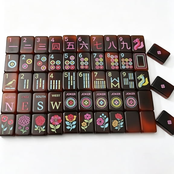 American Mahjong Tile Set, 160 Premium Heritage Acrylic 4 Layer Mahjong Tiles, Travel Mahjong Sets Portable, Clear Engraving 1.26" Mahjong