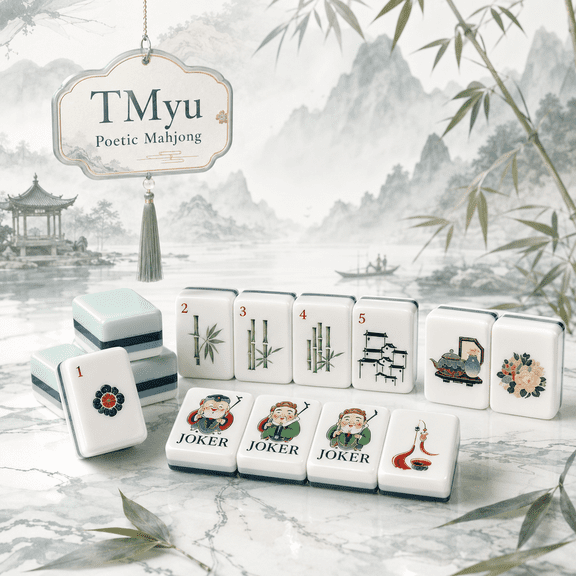 American Mahjong Tile Set, Chinese-Inspired Acrylic Tiles with Easy-Read Numbers, Jokers and Direction Tiles