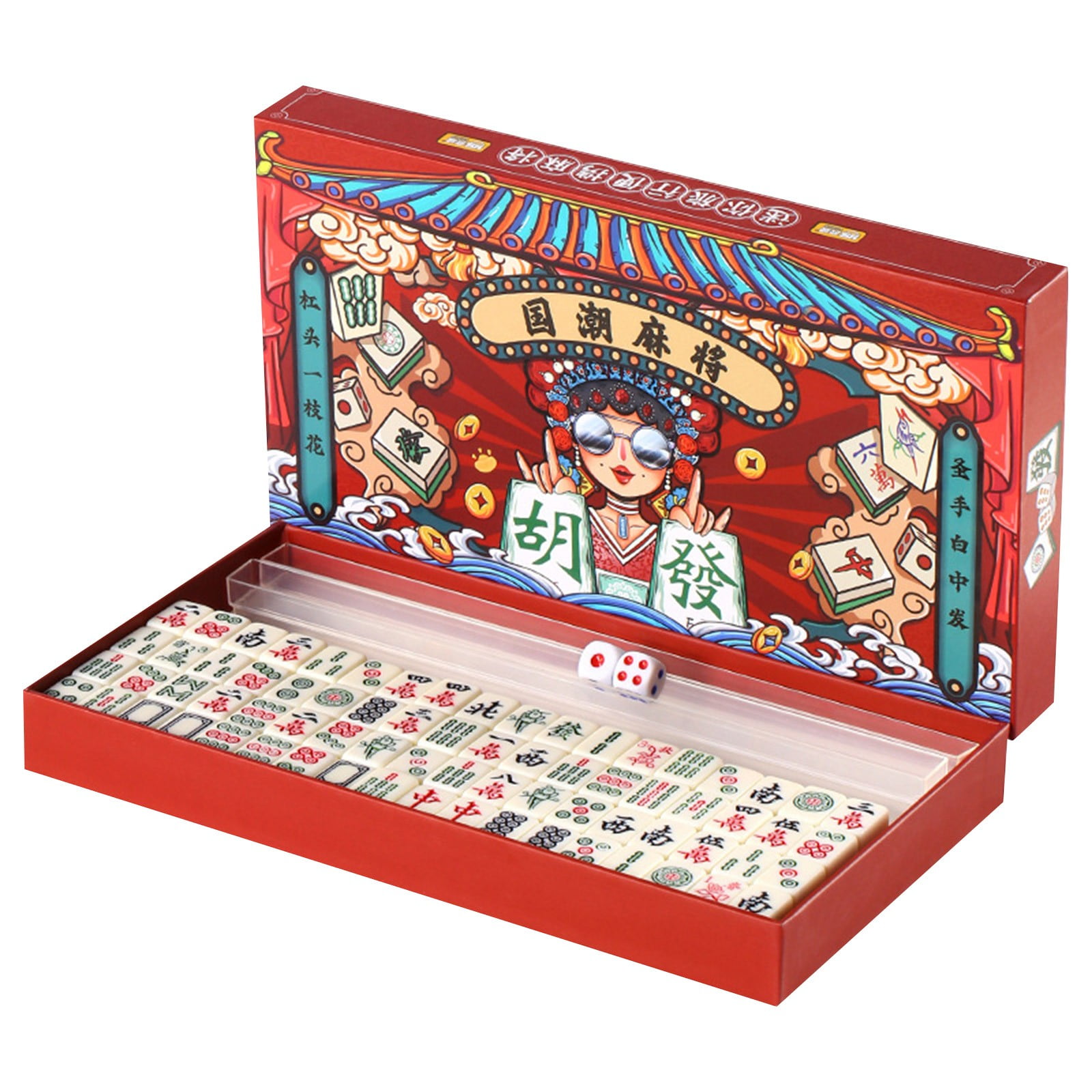 麻雀 yaojiejinjing ZenStyle Mahjong Tile Set, 166 Durable Tiles, Racks, Pushers