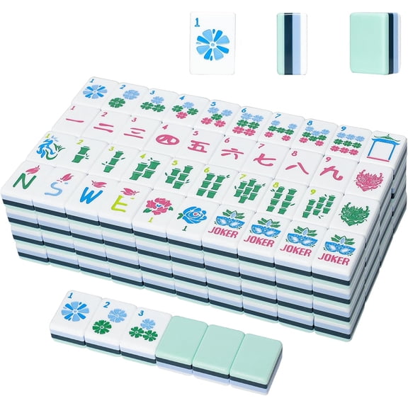 American Mahjong Tile Set with160 Acrylic 4 Layer Engraved Mahjong Tiles, 4 Pack Printed American Mahjong Coasters