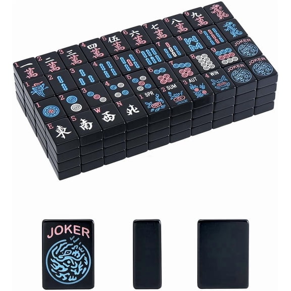 American Mahjong Tiles (1.2”,Tiles Only), 166 Mahjong Tile Set with Black Color (Tiles Only)