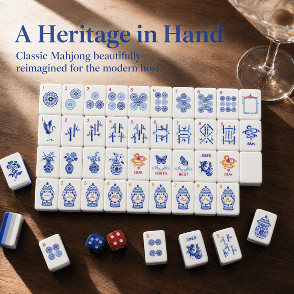 American Mahjong set contains 160 blue 4-layer acrylic Mahjong tiles (1.2 inches, tiles only) for Mahjong games.,Blue