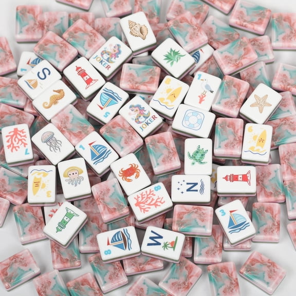 American Mahjong tiles Summer Beach style 160 pieces 4-layer Acrylic Mahjong With storage Bag
