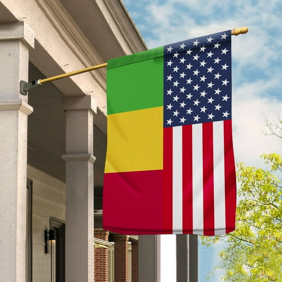 American Mali Flag Mali Friendship U.S.A Memorial Day Patriotic For House Flag (29.5x39.5) Double Sided-USA Flags Premium Polyester-Decorative Indoor Outdoor Flag