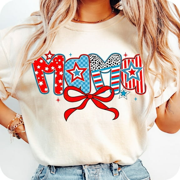 American Mama Coquette T-Shirt – Retro 1776 Flag Graphic for Patriotic Moms on Independence Day