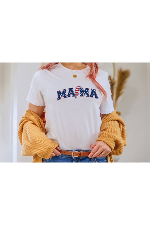 American Mama Shirt, 4Th Of July Mama Shirt, Retro 4Th Of July Tshirt, Lightning Bolt Mama Shirt, Usa Shirt, America, Fourth Of July Tees