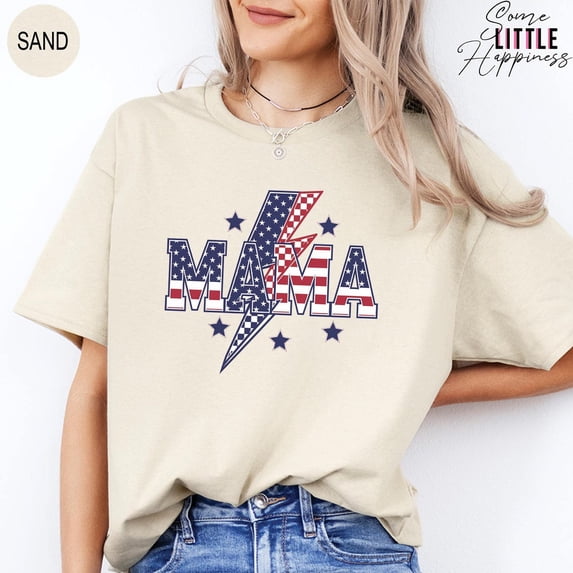 American Mama Shirt, Mama V-Neck T-Shirt, 4th of July Shirt, Americana Mama 4th of July Shirt, 4th of July Shirt, Fourth of July Tee, SL5055