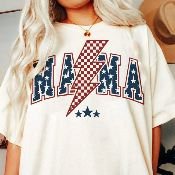 American Mama T-Shirt – Retro 4th of July USA Flag Tee for Proud Moms and Independence Day