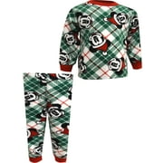 American Marketing Enterprises INC Boys Mickey Mouse and Minnie Christmas Plaid Fleece Toddler Pajama