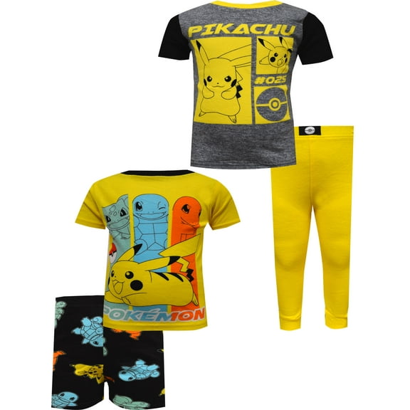 American Marketing Enterprises INC Boys Pokemon Pikachu #025 Cotton 4 Piece Pajamas (4)