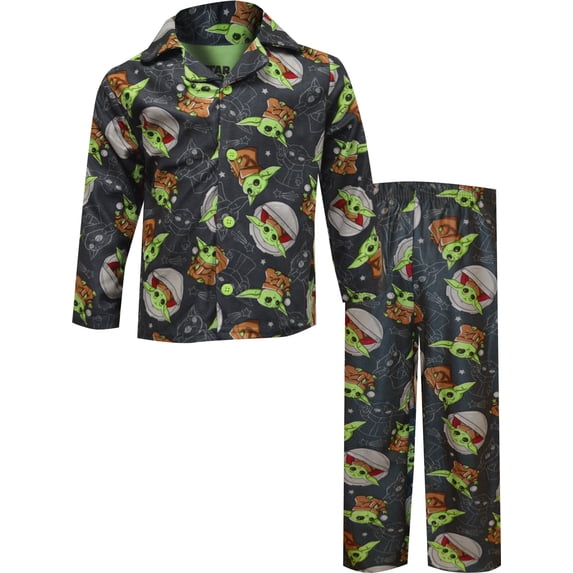 American Marketing Enterprises INC Boys Star Wars Mandalorian Baby Yoda Grogu Toddler Flannel Pajamas (3T)
