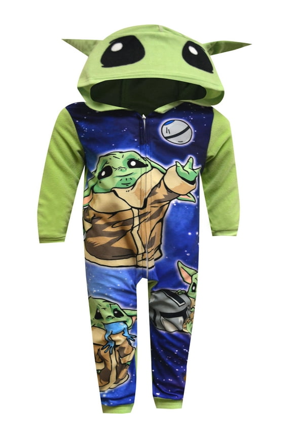 INC Boys Star Wars Mandalorian Grogu In The Galaxy Hooded One Piece Pajama (6)