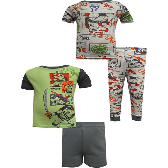 American Marketing Enterprises INC Boys Teenage Mutant Ninja 4 Piece Cotton Pajama Set (4)