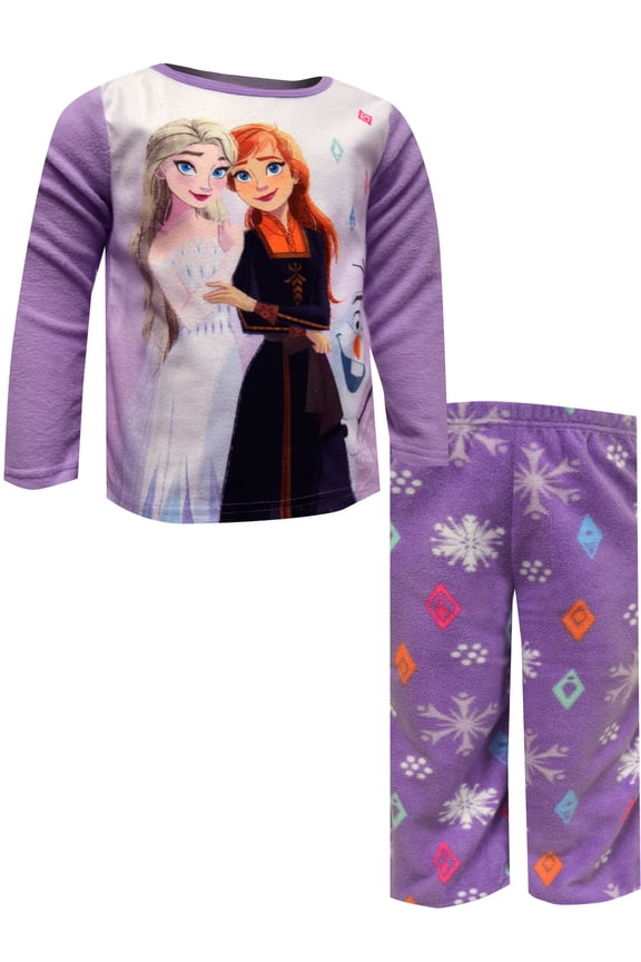 INC Girls Disney Frozen Princesses Elsa and Anna Cozy Fleece Toddler Pajama (2T)