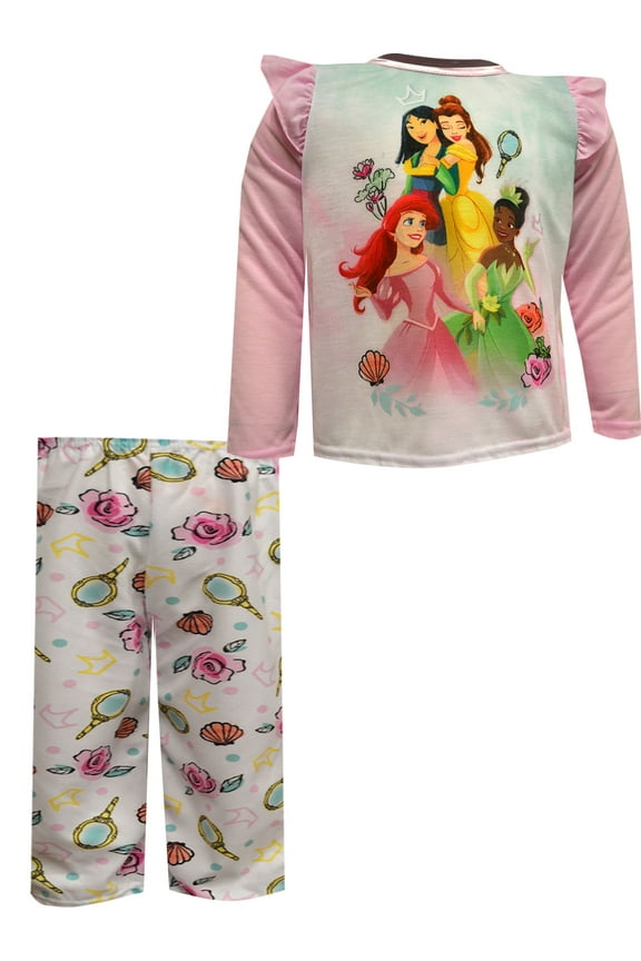 INC Girls Disney Princess Favorites Tiana Ariel Belle Mulan Toddler Pajama (2T)