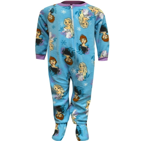 American Marketing Enterprises INC Girls Frozen Elsa and Anna Blanket Sleeper Toddler Blue Footie Pajama (2T)