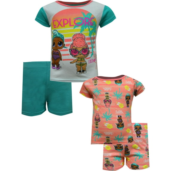 American Marketing Enterprises INC Girls LOL Surprise Vacation Mode 4 Piece Cotton Shortie Pajamas (10)