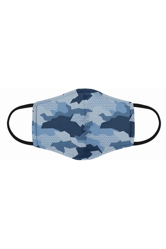 Group 2-Pack Reusable Washable Kids Cloth Face Masks - Unisex Face Covering with Adjustable Ear Loops - Dual Layer 100% Cotton - Soft & Breathable Fabric Face Mask - Blue Camo